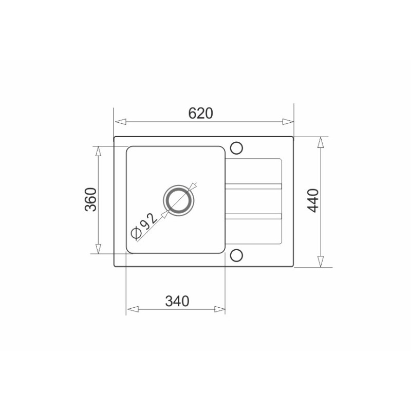 One-bowl sink with draining board Maidsinks Promo 62x44 1B 1D E070053701 One-bowl sink with draining board Maidsinks Promo 62x44 1B 1D E070053701