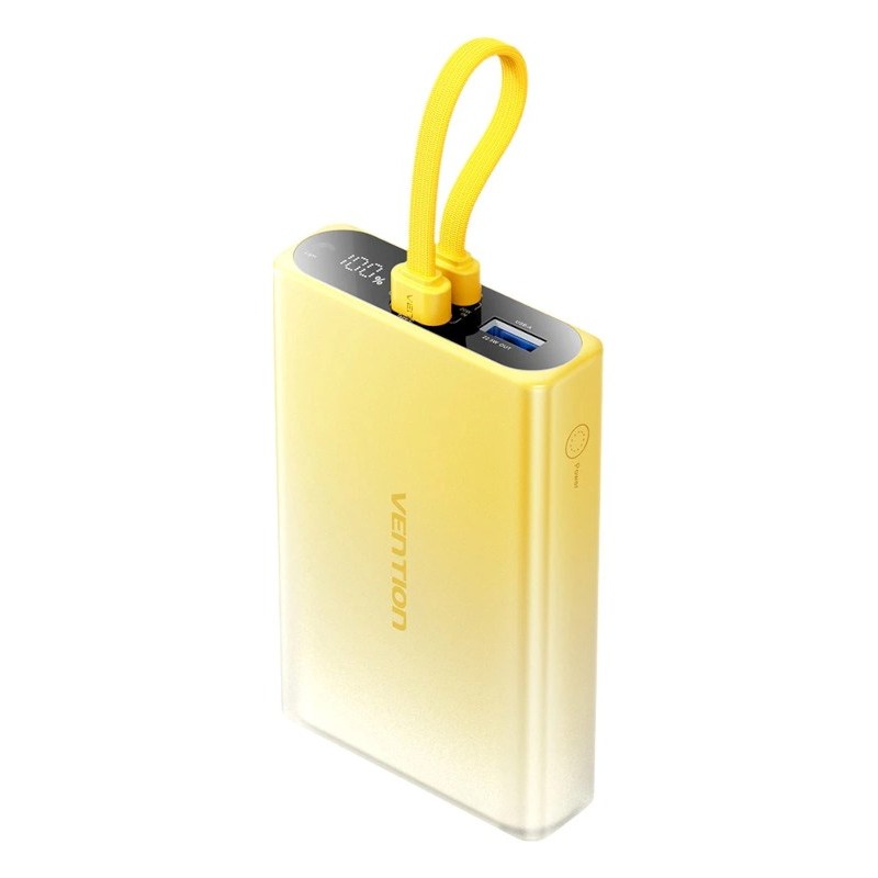 Vention 10000mAh power bank with LED display, USB-C + Lightning + USB-A, 22.5W (yellow) Vention 10000mAh power bank with LED display, USB-C + Lightning + USB-A, 22.5W (yellow)