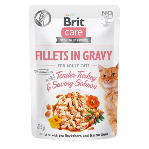 BRIT Care Fillets in Gravy turkey and salmon in sauce - wet cat food - 85 g BRIT Care Fillets in Gravy turkey and salmon in sauce - wet cat food - 85 g