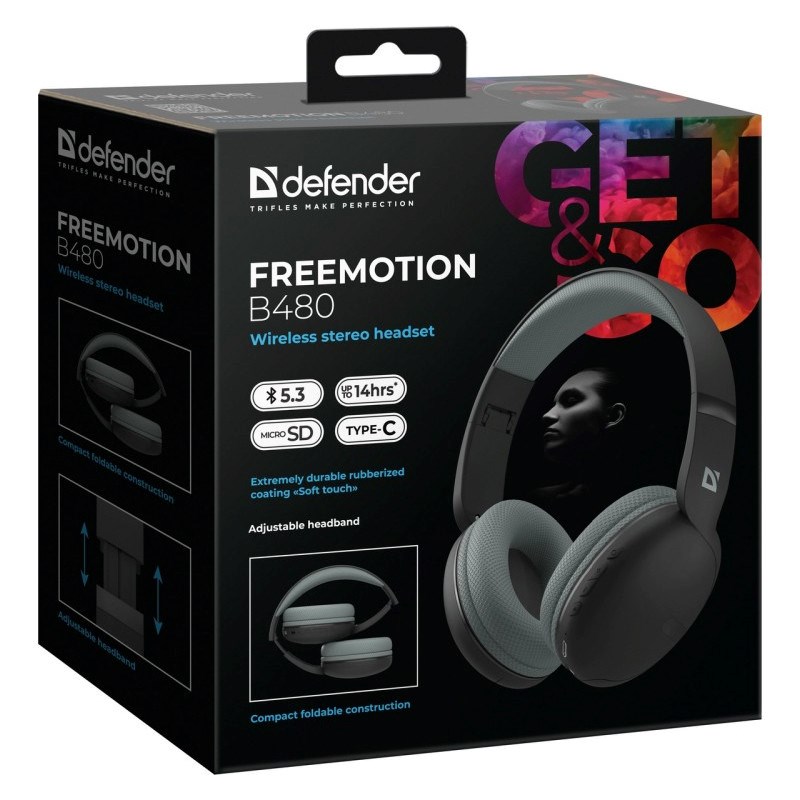 HEADPHONES DEFENDER BLUETOOTH FREEMOTION B480 BLACK