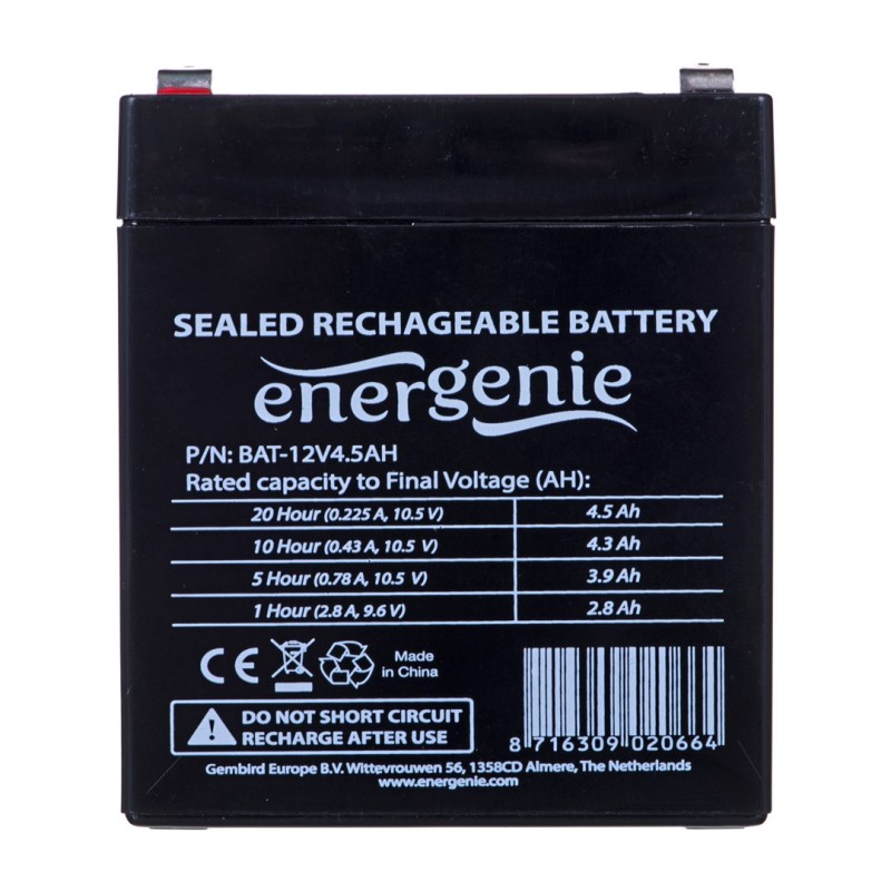 Gembird BAT-12V4.5AH UPS battery 12 V Gembird BAT-12V4.5AH UPS battery 12 V