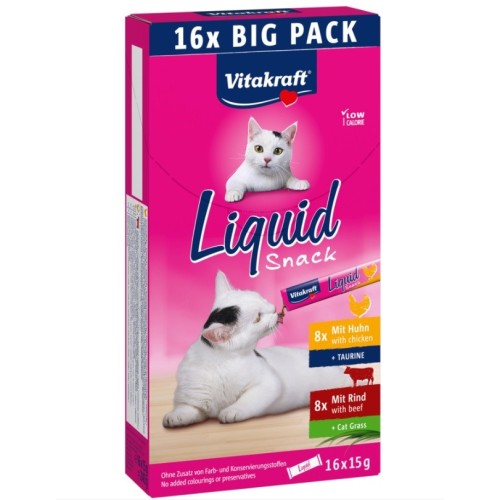 VITAKRAFT Cat Liquid-Snack with beef and chicken - cat treats - 16 x 15g VITAKRAFT Cat Liquid-Snack with beef and chicken - cat treats - 16 x 15g