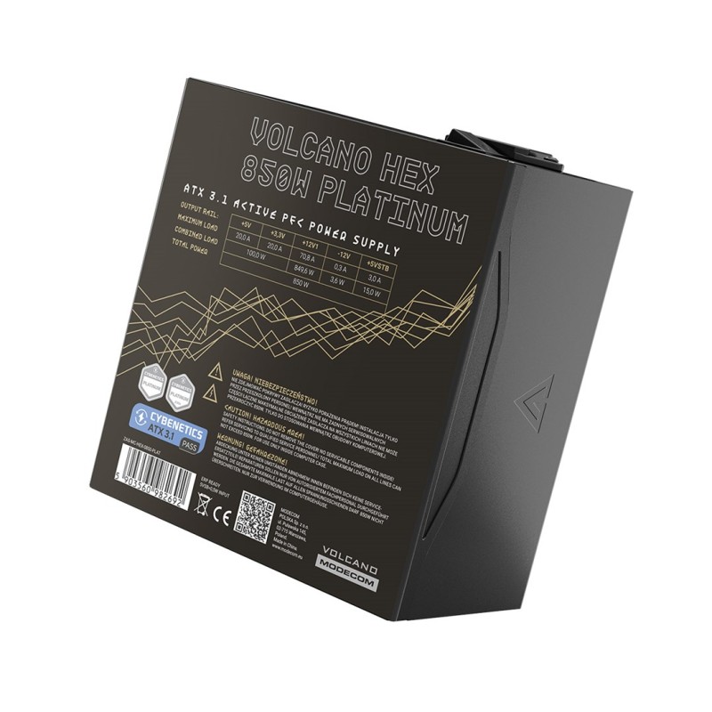 MODECOM Power Supply VOLCANO HEX PLATINUM 850W ATX3.1 MODECOM Power Supply VOLCANO HEX PLATINUM 850W ATX3.1
