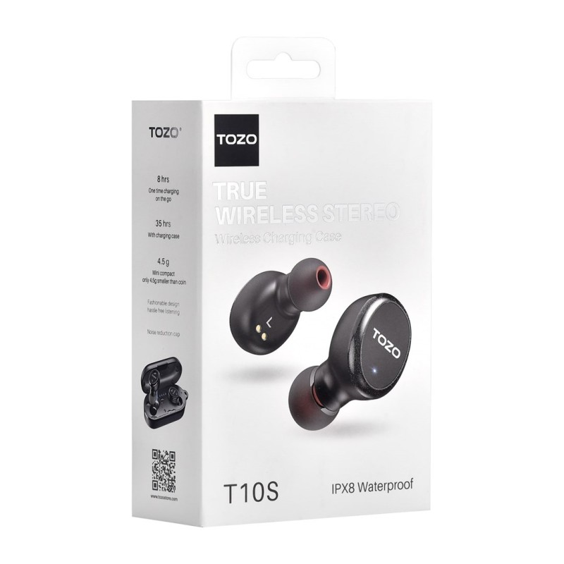 TOZO T10S True Wireless Stereo (TWS) In-Ear USB Type-C Bluetooth Headset Black TOZO T10S True Wireless Stereo (TWS) In-Ear USB Type-C Bluetooth Headset Black