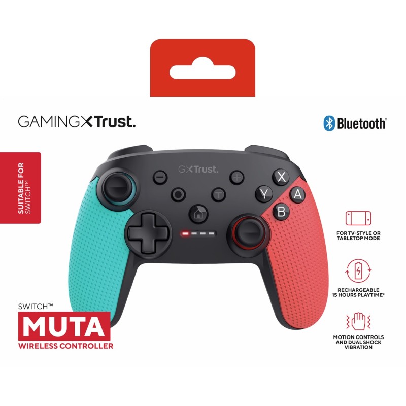 Trust GXT 1246B Muta Black, Blue, Red Bluetooth Gamepad Nintendo Switch, Nintendo Switch Lite Trust GXT 1246B Muta Black, Blue, Red Bluetooth Gamepad Nintendo Switch, Nintendo Switch Lite