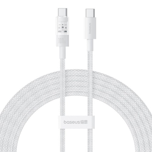 Baseus Gem USB C to USB C fast charging cable 2 m 100 W White Baseus Gem USB C to USB C fast charging cable 2 m 100 W White