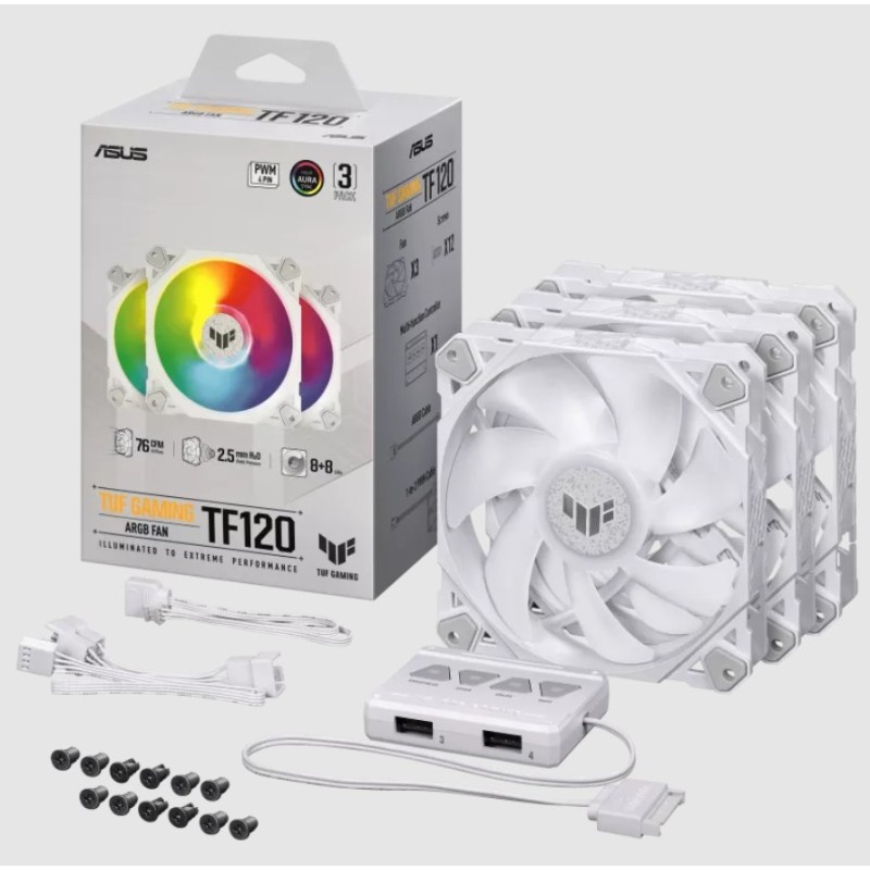ASUS TUF GAMING TF120 ARGB WHITE EDITION 3IN1 Computer case Air cooler 12 cm 3 pc(s) ASUS TUF GAMING TF120 ARGB WHITE EDITION 3IN1 Computer case Air cooler 12 cm 3 pc(s)