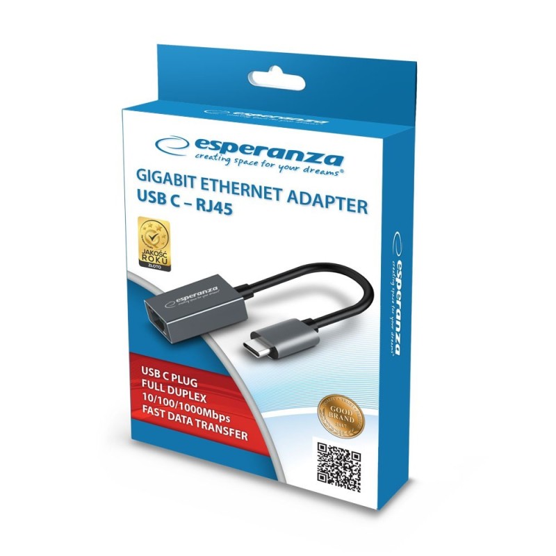 Esperanza ENA102 ETHERNET 1000 MBPS ADAPTER USB C-RJ45 Esperanza ENA102 ETHERNET 1000 MBPS ADAPTER USB C-RJ45