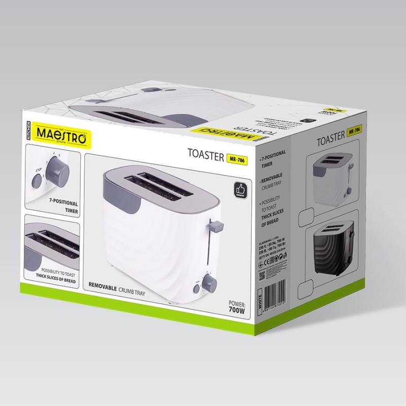Maestro MR-706-White Toaster White Maestro MR-706-White Toaster White