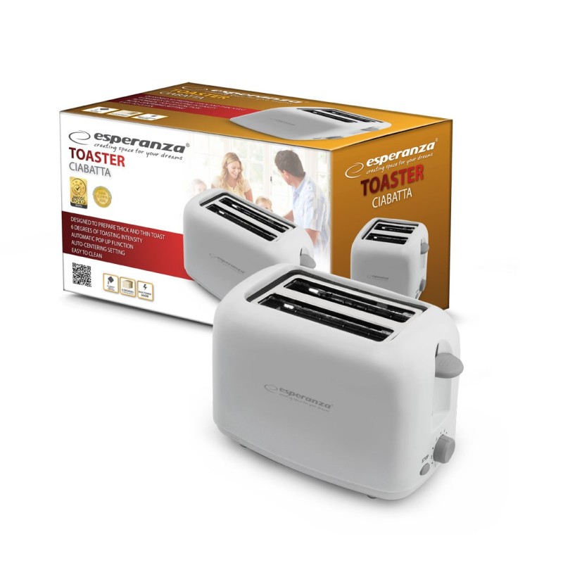 Esperanza EKT002 Caprese 2 slice(s) 600 W White Esperanza EKT002 Caprese 2 slice(s) 600 W White
