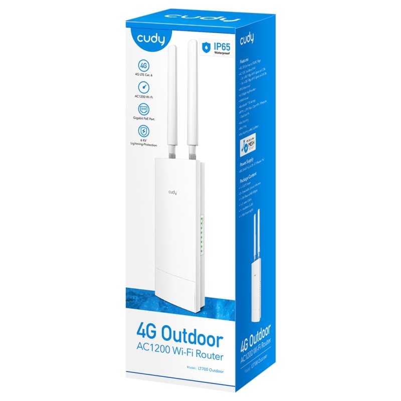 Cudy LT700 wireless router Gigabit Ethernet Dual-band (2.4 GHz / 5 GHz) 4G White Cudy LT700 wireless router Gigabit Ethernet Dual-band (2.4 GHz / 5 GHz) 4G White