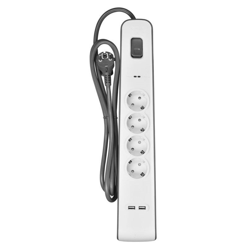 Maclean power strip, 4-socket extension cable + 2xUSB, with switches, 250VAC/10A, 2.1A 5V, 1.5m, black, MCE229 B Maclean power strip, 4-socket extension cable + 2xUSB, with switches, 250VAC/10A, 2.1A 5V, 1.5m, black, MCE229 B