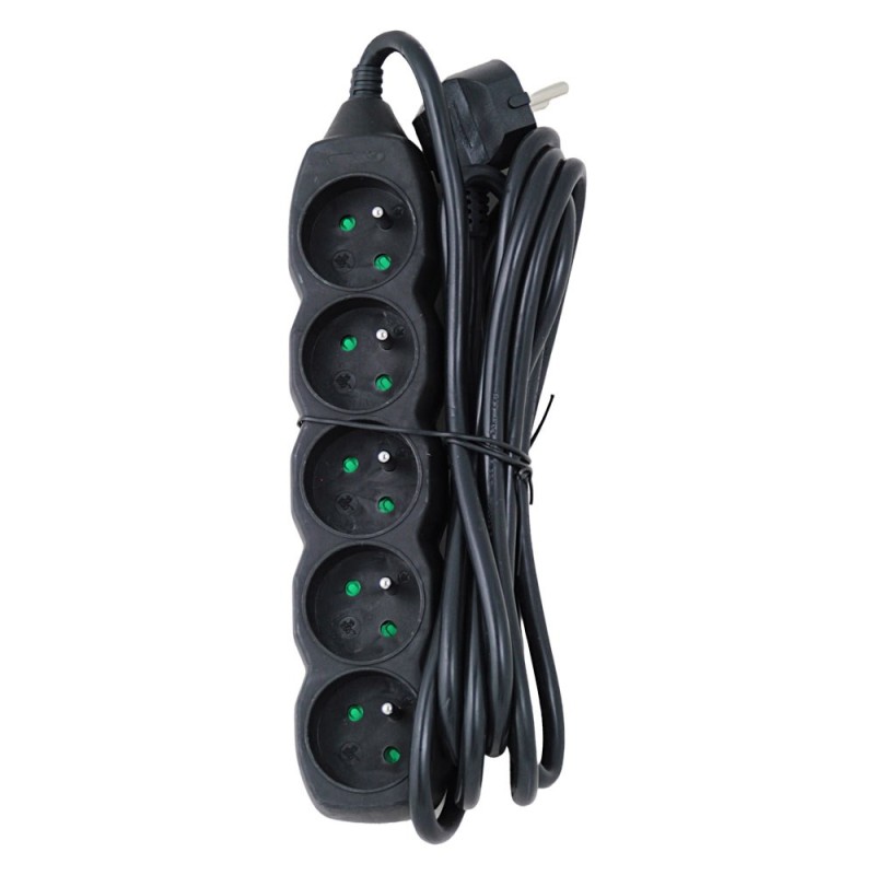 Esperanza ELK208K Power strip 5GN/3M Black