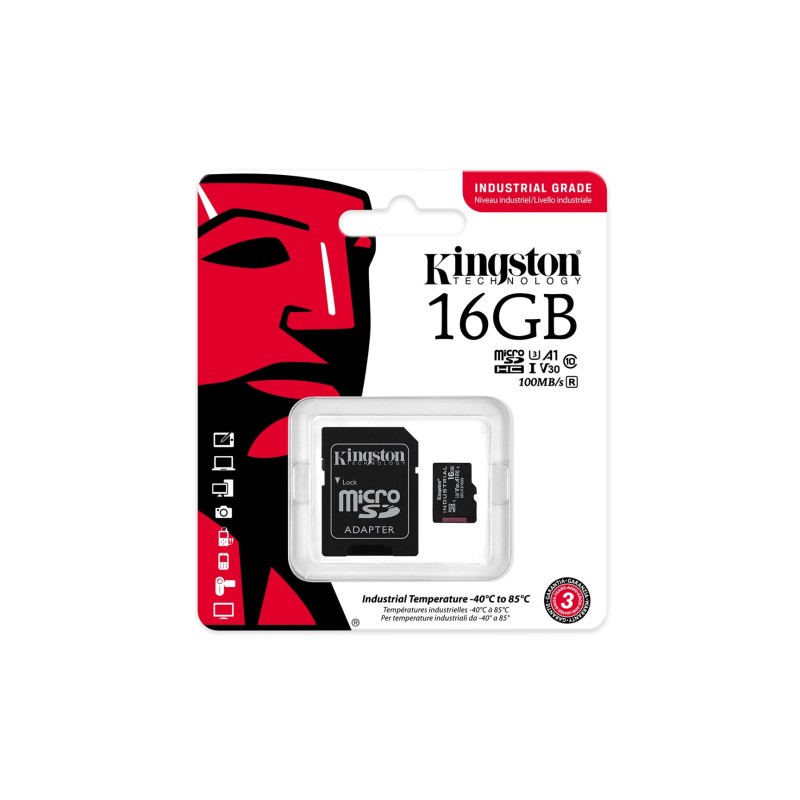 Kingston Technology Industrial 16 GB MicroSDHC UHS-I Class 10