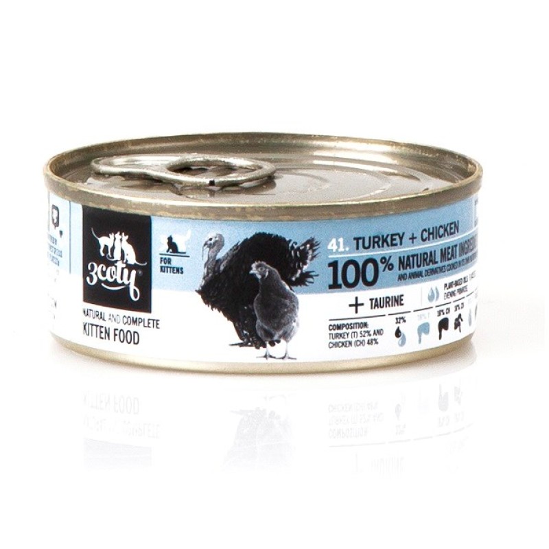 3COTY Turkey with chicken For kittens - wet cat food - 80g 3COTY Turkey with chicken For kittens - wet cat food - 80g
