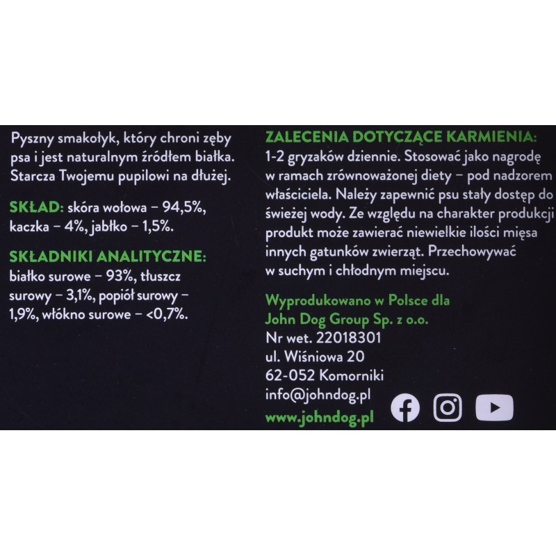 JOHN DOG Chewing bone with duck and apple - dog chew - 12 cm