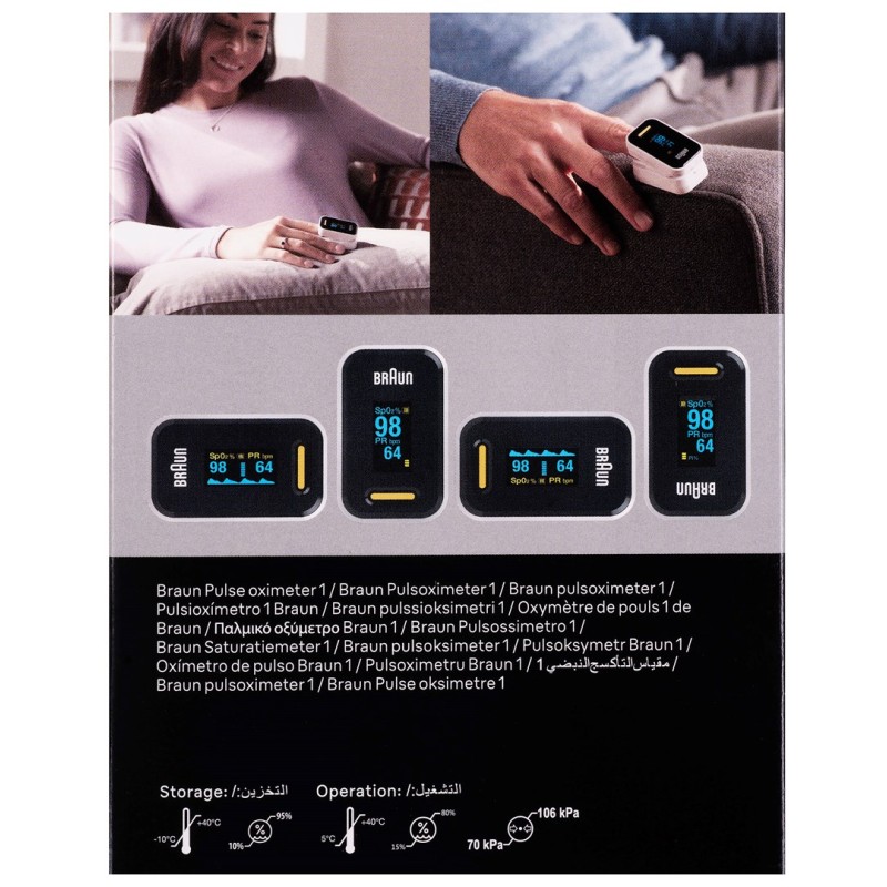 Braun YK-81CEU pulse oximeter Black, Stainless steel