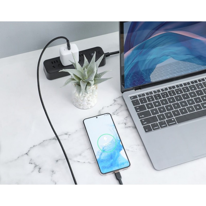 AUKEY CB-NCC2 USB-C Type-C Power Delivery PD 60W 3A 1.8m Nylon Black AUKEY CB-NCC2 USB-C Type-C Power Delivery PD 60W 3A 1.8m Nylon Black