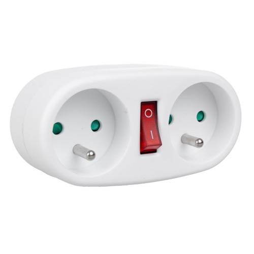 Maclean Current Outlet, Socket Splitter with 2 Sockets and Circuit Breaker, Type E, 2x16A, MCE337 E Maclean Current Outlet, Socket Splitter with 2 Sockets and Circuit Breaker, Type E, 2x16A, MCE337 E