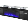 RTV cabinet ROVA with electric fireplace 190x37x48 cm black/black gloss