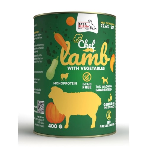 SYTA MICHA Chef Lamb with vegetables - wet dog food - 400g SYTA MICHA Chef Lamb with vegetables - wet dog food - 400g
