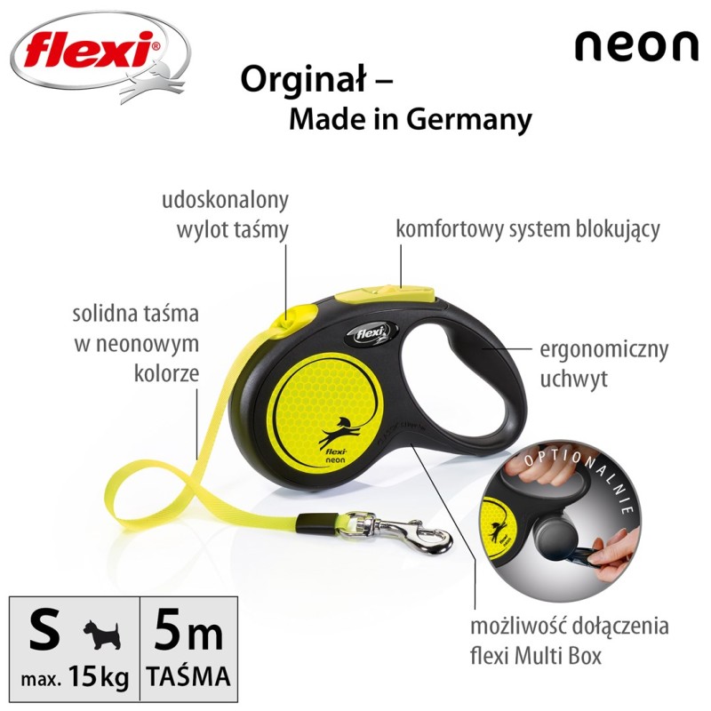 Flexi New NEON 5 m Black, Yellow Dog Retractable lead Flexi New NEON 5 m Black, Yellow Dog Retractable lead