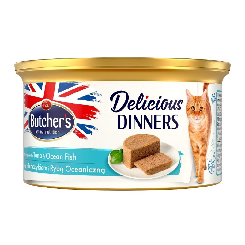 BUTCHER'S CLASSIC DELICIOUS DINNERS Wet cat food Mousse Tuna and marine fish 85 g