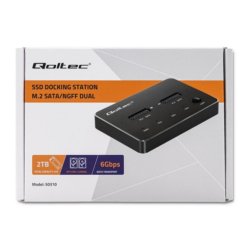 Qoltec 50310 Drive docking station 2x SSD M.2 SATA | NGFF | USB Type C Qoltec 50310 Drive docking station 2x SSD M.2 SATA | NGFF | USB Type C