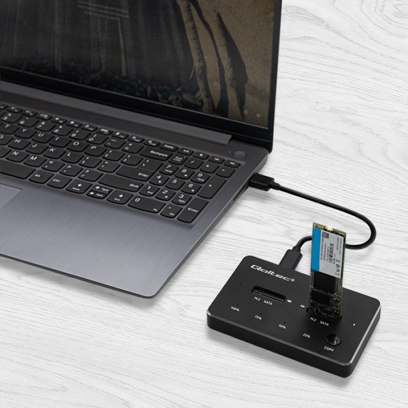 Qoltec 50310 Drive docking station 2x SSD M.2 SATA | NGFF | USB Type C Qoltec 50310 Drive docking station 2x SSD M.2 SATA | NGFF | USB Type C