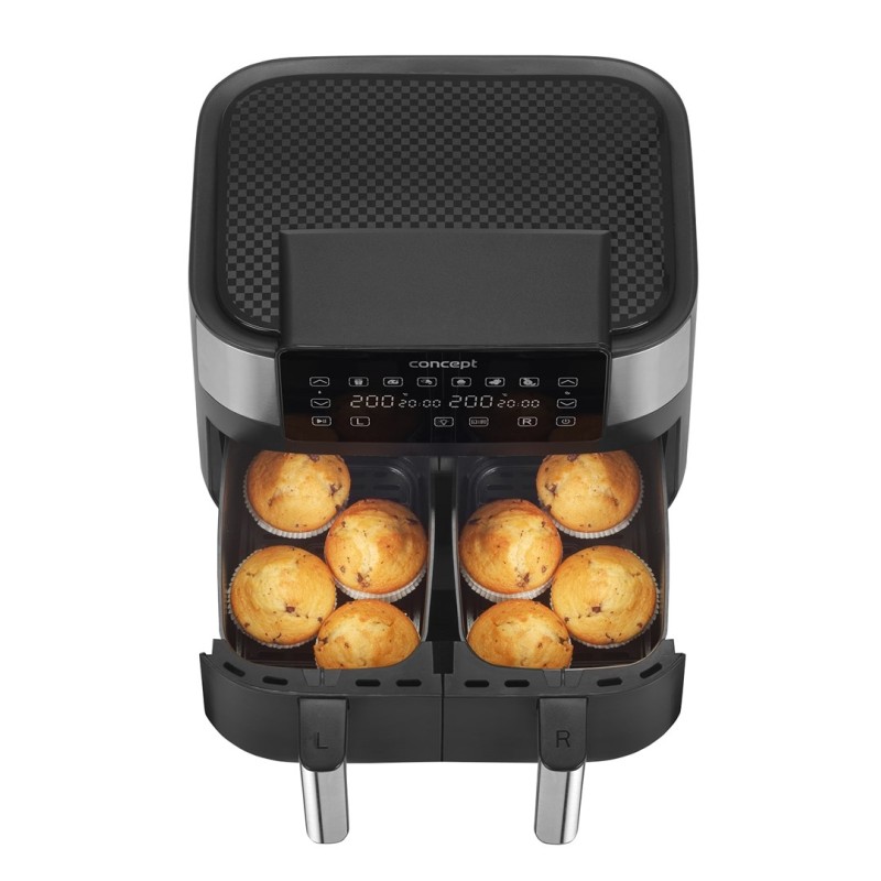 Air Fryer greaseless double fryer 8L FR8000 Black, Silver Air Fryer greaseless double fryer 8L FR8000 Black, Silver