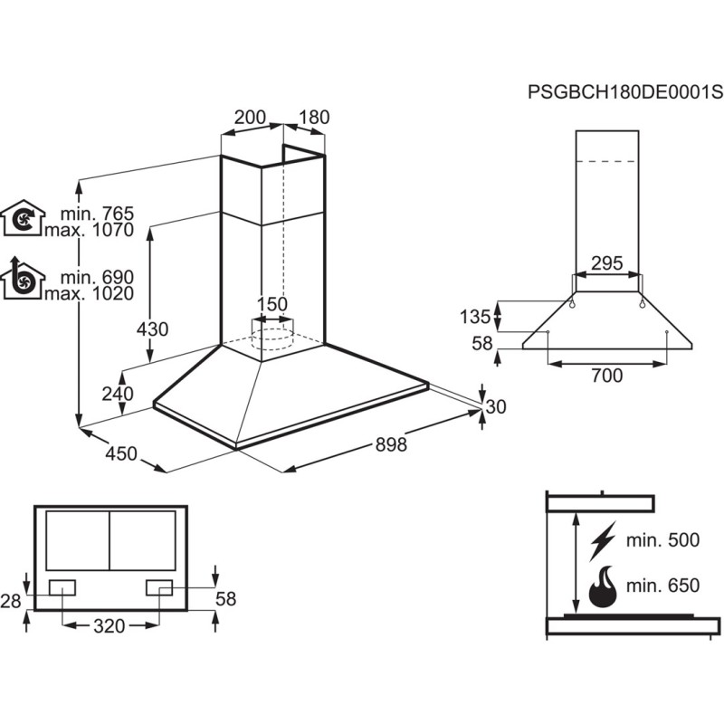 Electrolux LFC319X Wall-mounted Stainless steel 420 m³/h D
