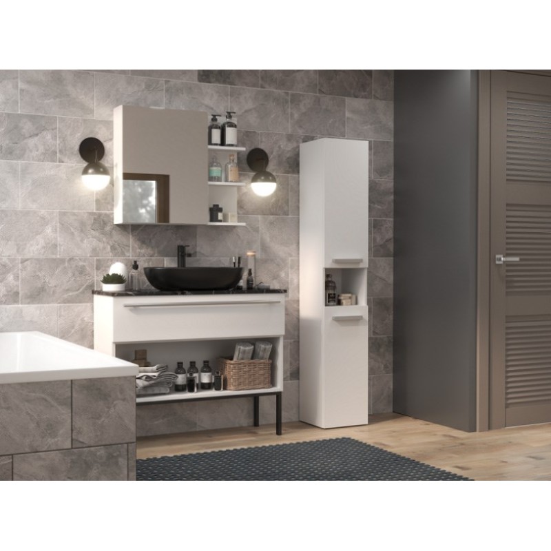 Bathroom cabinet NEL III 31x30x174 cm, matt white Bathroom cabinet NEL III 31x30x174 cm, matt white