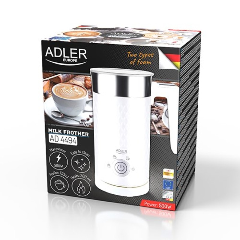 Adler AD 4494 milk frother/warmer Automatic Metallic, White Adler AD 4494 milk frother/warmer Automatic Metallic, White