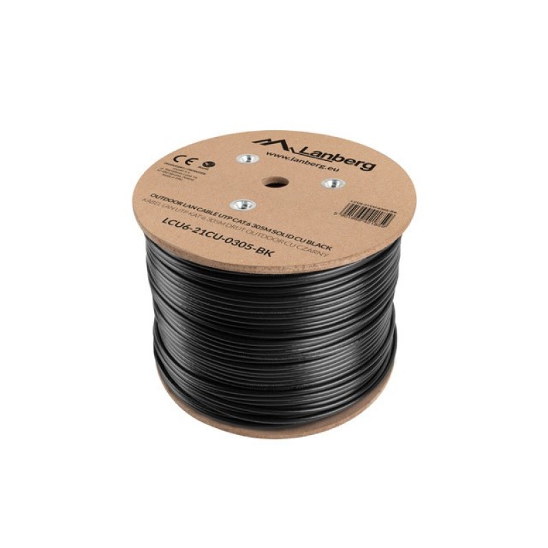Lanberg LCU6-21CU-0305-BK networking cable Black 305 m Cat6 U/UTP (UTP) outdoor Lanberg LCU6-21CU-0305-BK networking cable Black 305 m Cat6 U/UTP (UTP) outdoor