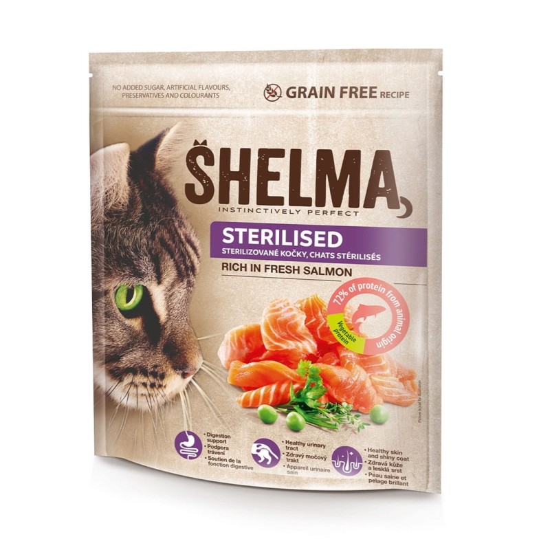 SHELMA Sterilised Rich in salmon - dry cat food - 750g
