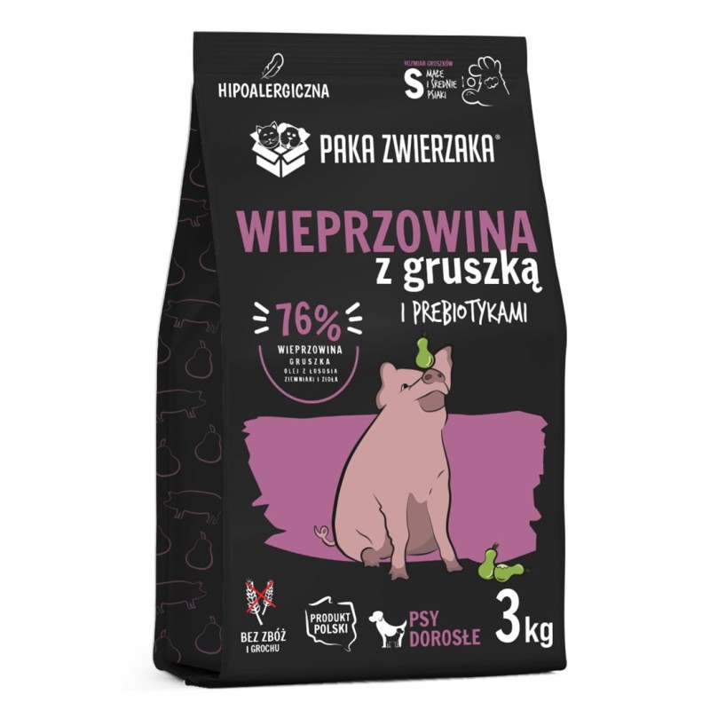 PAKA ZWIERZAKA Pork with pear S - dry dog food - 3kg PAKA ZWIERZAKA Pork with pear S - dry dog food - 3kg