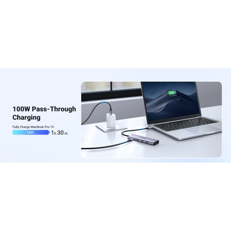 Ugreen 15596 laptop dock/port replicator Wired USB 3.2 Gen 1 (3.1 Gen 1) Type-A + Type-C Aluminium