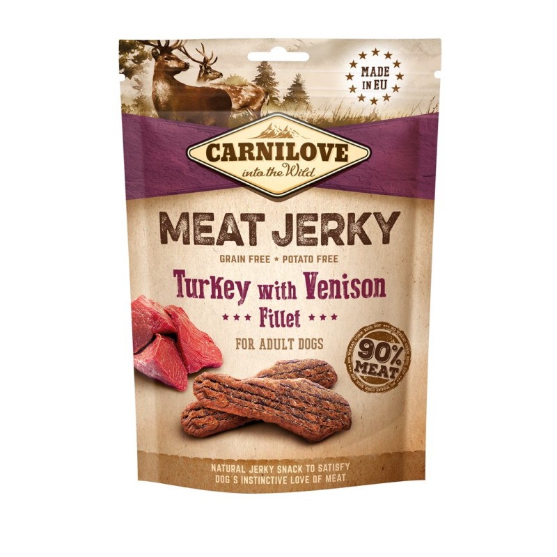 CARNILOVE Meat Jerky Turkey with Venison - dog snack - 100 g CARNILOVE Meat Jerky Turkey with Venison - dog snack - 100 g