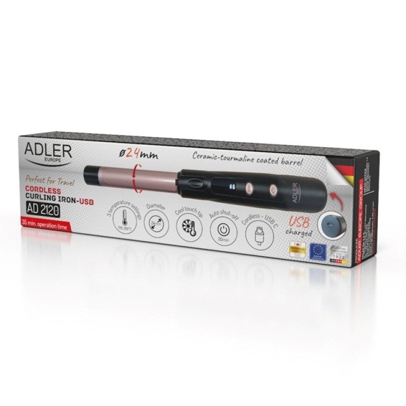Adler AD 2120 Wireless USB curler black, pink