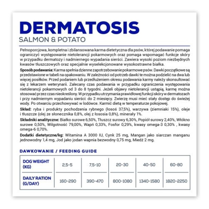 VET EXPERT Veterinary Diet Dermatosis Dog Salmon & Potato - wet food for dogs - 400g VET EXPERT Veterinary Diet Dermatosis Dog Salmon & Potato - wet food for dogs - 400g