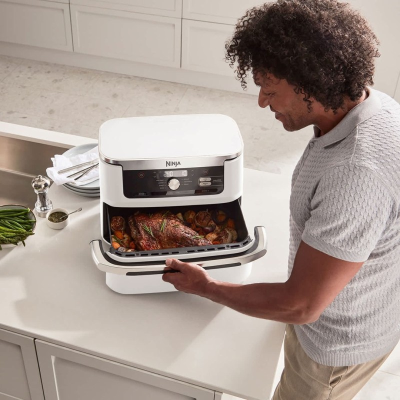 Ninja AF500EUWH fryer Double 10.4 L Stand-alone 2470 W Hot air fryer Silver, White Ninja AF500EUWH fryer Double 10.4 L Stand-alone 2470 W Hot air fryer Silver, White