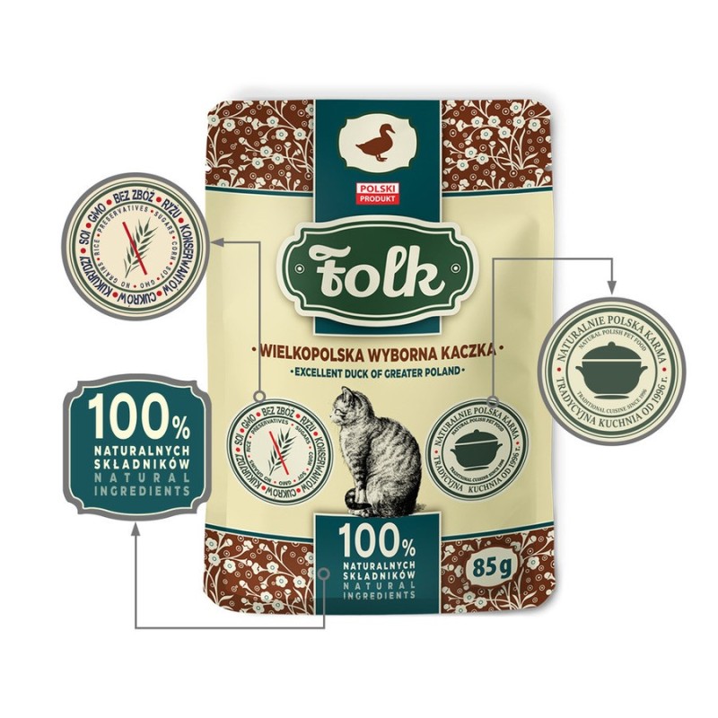FOLK Excelent duck of Greater Poland - wet cat food - 85g FOLK Excelent duck of Greater Poland - wet cat food - 85g