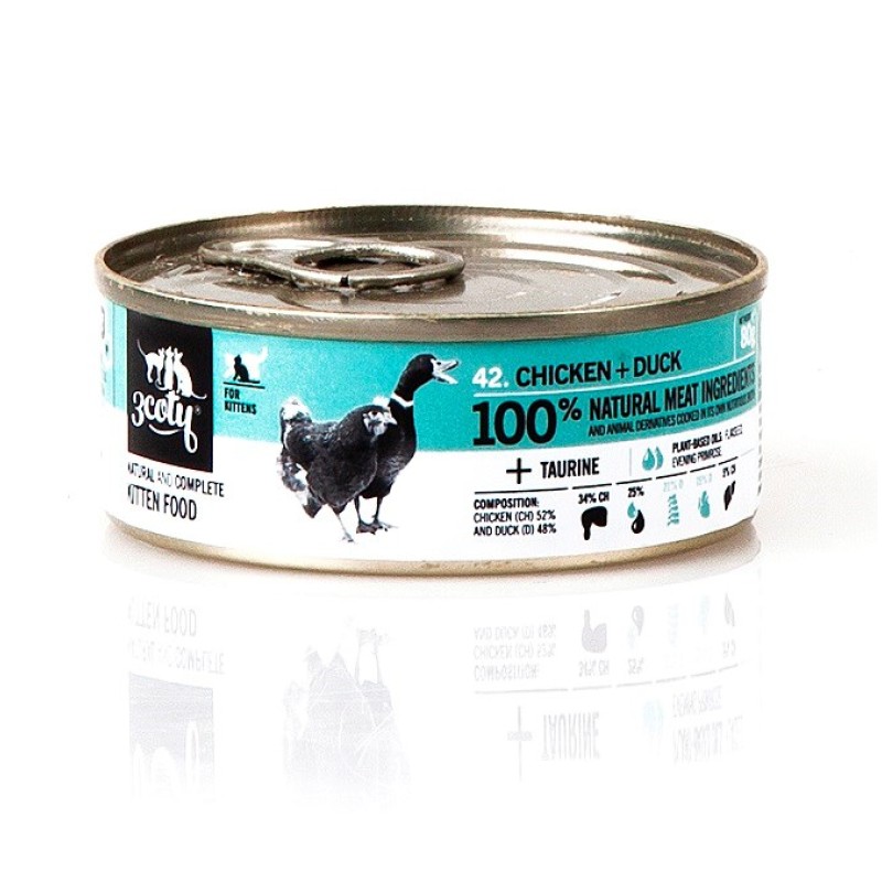 3COTY Chicken with duck For kittens - wet cat food - 80g 3COTY Chicken with duck For kittens - wet cat food - 80g