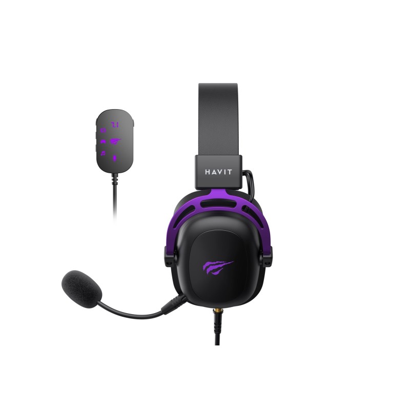 Havit H2002C+U - gaming headphones (black and purple) Havit H2002C+U - gaming headphones (black and purple)