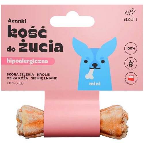 AZANKI Hypoallergenic bone made of deer skin with rabbit and flaxseed MINI – dog treat – 10 cm AZANKI Hypoallergenic bone made of deer skin with rabbit and flaxseed MINI – dog treat – 10 cm