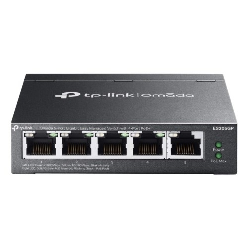 TP-Link Omada ES205G Managed Gigabit Ethernet (10/100/1000) Power over Ethernet (PoE) Black TP-Link Omada ES205G Managed Gigabit Ethernet (10/100/1000) Power over Ethernet (PoE) Black