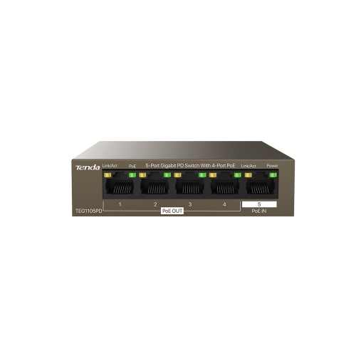 Tenda TEG1105PD network switch Gigabit Ethernet (10/100/1000) Power over Ethernet (PoE) Brown Tenda TEG1105PD network switch Gigabit Ethernet (10/100/1000) Power over Ethernet (PoE) Brown