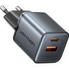Vention 30W - charger with GaN technology, 1x USB-A, 1x USB-C (black)