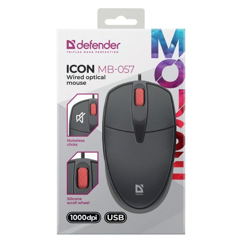 MOUSE DEFENDER ICON MB-057 OPTICAL 1000dpi 3P BLACK SILENT CLICK MOUSE DEFENDER ICON MB-057 OPTICAL 1000dpi 3P BLACK SILENT CLICK