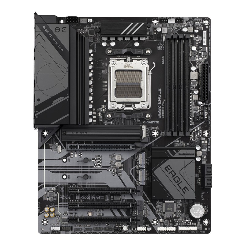 GIGABYTE B650 EAGLE Motherboard - Supports AMD Ryzen 9000 CPUs, 12+2+2 Phases Digital VRM, up to 7600MHz DDR5 (OC), 1xPCIe 5.0 + 2xPCIe 4.0 M.2, GbE LAN, USB 3.2 Gen2 GIGABYTE B650 EAGLE Motherboard - Supports AMD Ryzen 9000 CPUs, 12+2+2 Phases Digital VRM, up to 7600MHz DDR5 (OC), 1xPCIe 5.0 + 2xPCIe 4.0 M.2, GbE LAN, USB 3.2 Gen2